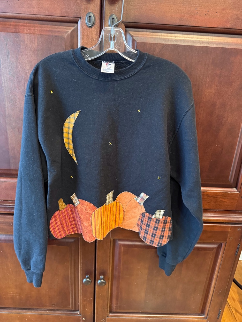 Handcrafted autumn theme cropped sweatshirt. Size Small